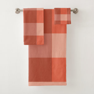 Peach Fuzz Orange Chequerboard  Bath Towel Set