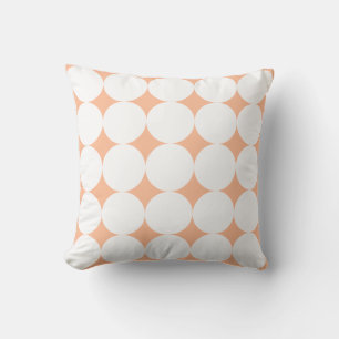 Peach fuzz orange white retro polka dots cushion