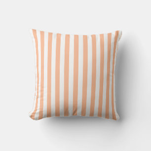 Peach Fuzz Peach and White Medium Narrow Stripes Cushion