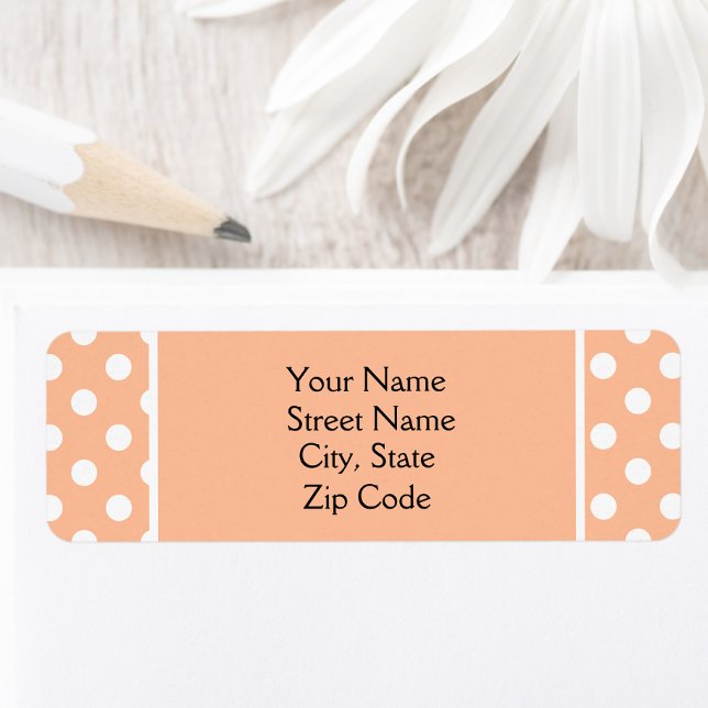 Peach Fuzz Polkadot Return Address  Label (Creator Uploaded)