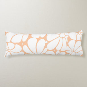 Peach Fuzz Retro 70s White Flower Graphic Design Body Cushion