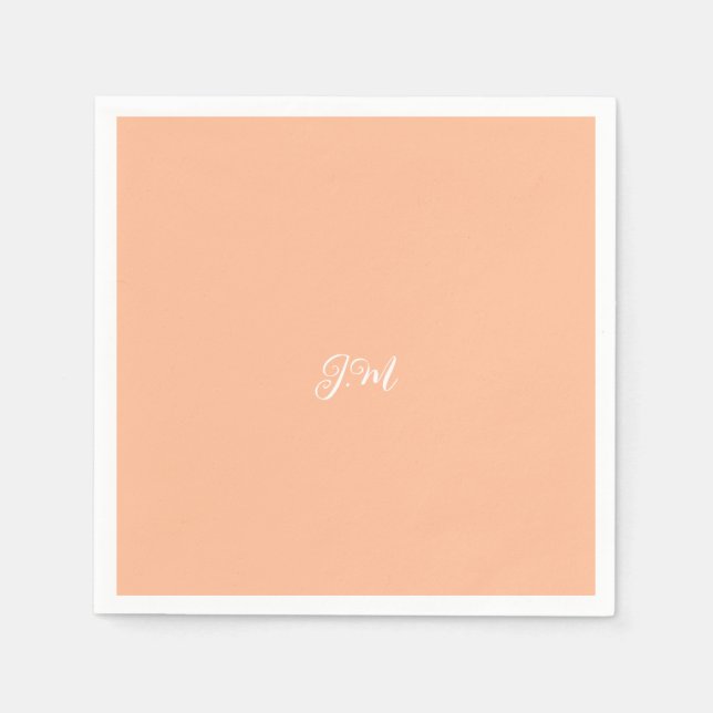 Peach fuzz solid colour trendy pastel initials nam napkin (Front)