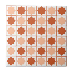 Peach Fuzz Terracota Islamic Geometric Pattern Ceramic Tile