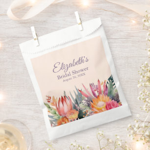 Peach Fuzz Tropical Flowers Bridal Shower Favour Bag