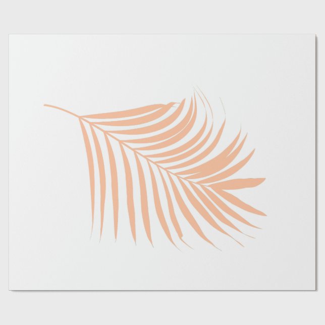 Peach Fuzz Tropical Weddings Palm Leaf Pattern Wrapping Paper (Flat)