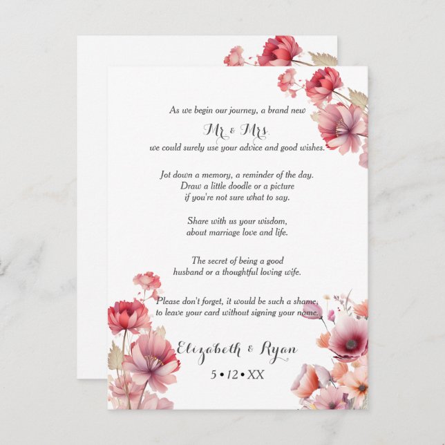 Peach Fuzz Wedding Advice Well Wishes  (Front/Back)