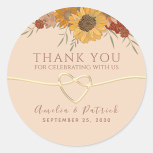 Peach Fuzz Wedding Thank You Classic Round Sticker