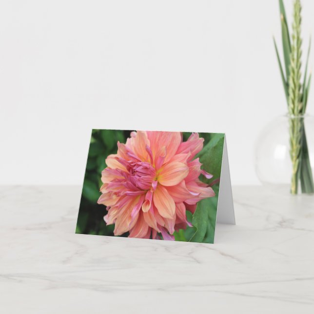 Peach Garden Dahlia  Holiday Card (Front)