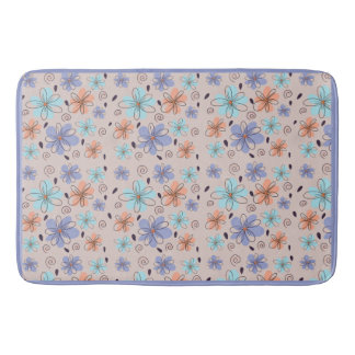 Peach garden floral spring pattern bath mat