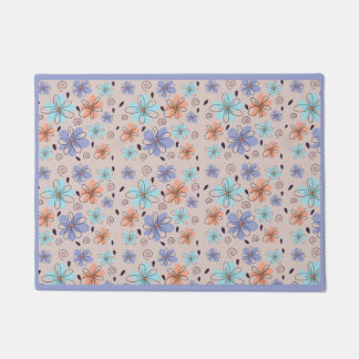 Peach garden floral spring pattern doormat