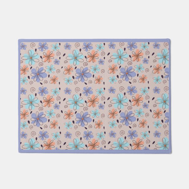 Peach garden floral spring pattern doormat (Front)