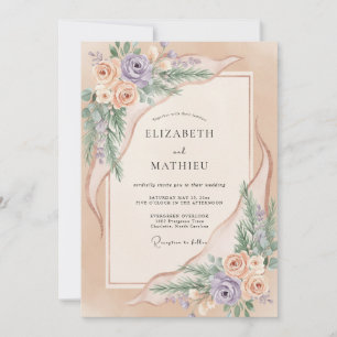 Peach Gentle Blossom Wedding Invitation