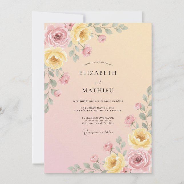 Peach Gentle Floral Romance Wedding Invitation (Front)