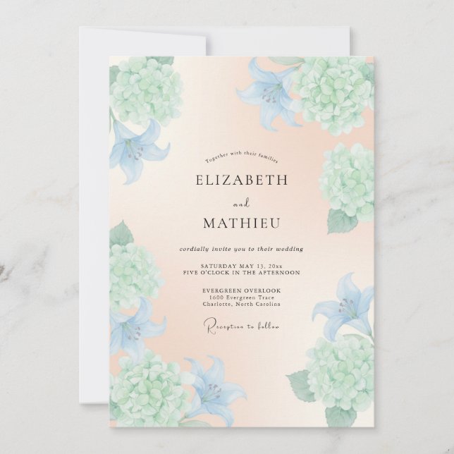 Peach Gentle Spring Wedding Invitation (Front)