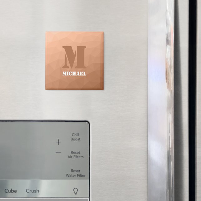 Peach geometric mesh pattern Monogram Magnet (In Situ (Fridge))