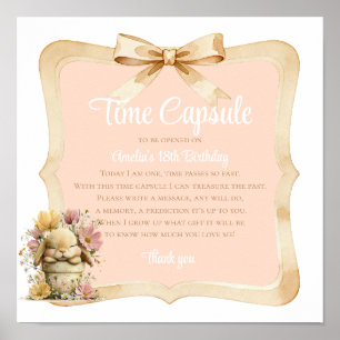 Peach Gingham Bunny 1st Birthday Sign