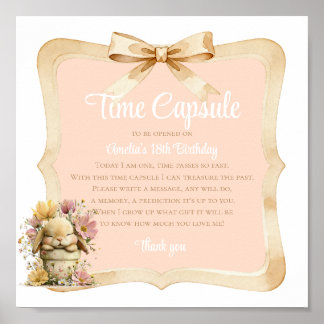 Peach Gingham Bunny 1st Birthday Sign