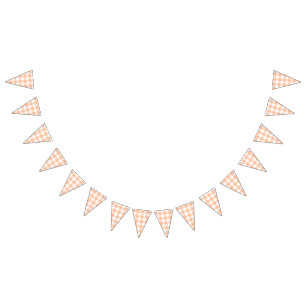 Peach Gingham Country Wedding Bunting
