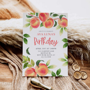Peach Girl Birthday Party Invitation