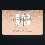 Peach girly modern glitter chic 18 birthday decor banner<br><div class="desc">Peach girly modern glitter chic elegant 18th birthday decor</div>