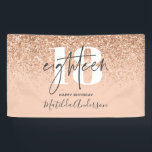 Peach girly modern glitter chic 18 birthday decor banner<br><div class="desc">Peach girly modern glitter chic elegant 18th birthday decor</div>