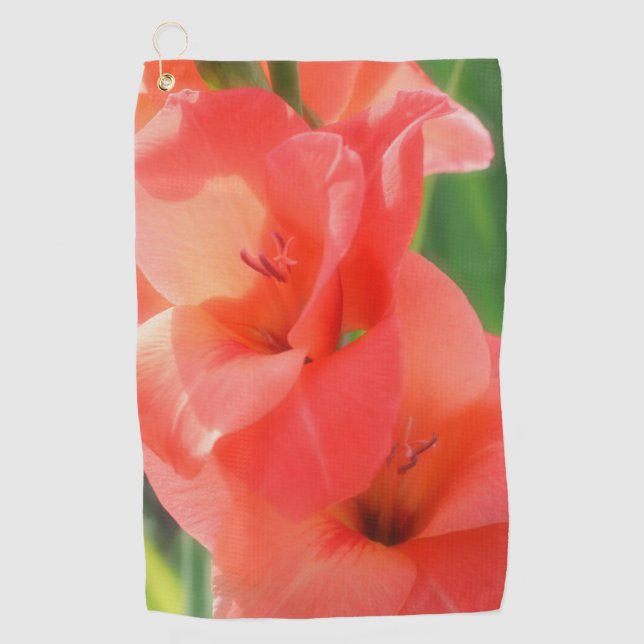 Peach Gladiolas Flower  Golf Towel (Front)