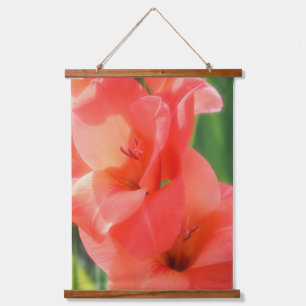 Peach Gladiolus Flower Close Up Hanging Tapestry