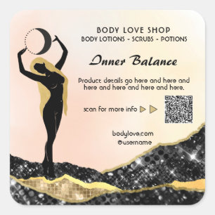 *~* Peach Goddess Ombre Intention Spell AP24 Squ Square Sticker