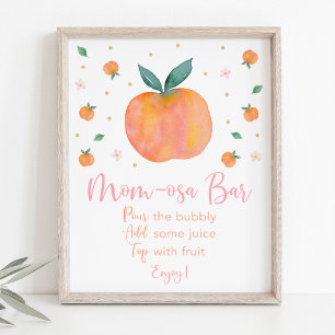 Peach Gold Baby Shower Mimosa Bar Sign