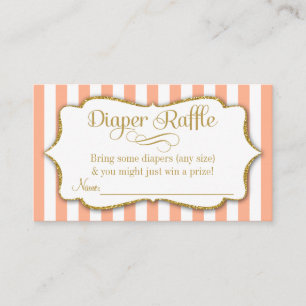 Peach Gold Diaper Raffle Baby Shower Cards