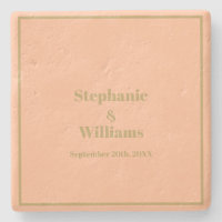 Peach Gold Elegant Simple Name Wedding Gift Favour