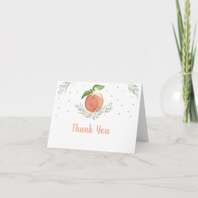 Peach Gold Floral Birthday Thank You Card (Front)