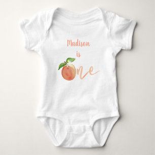 Peach Gold Floral First Birthday Baby Bodysuit