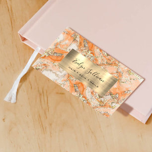 Peach Gold Fluid Marble Business Card