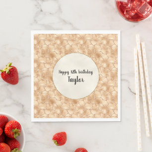 Peach Gold Glitter Glam Sparkle Giraffe Print Napkin