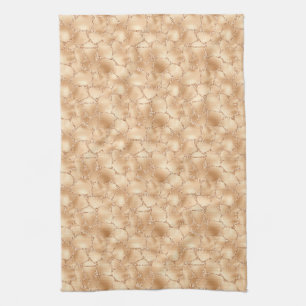 Peach Gold Glitter Glam Sparkle Giraffe Print Tea Towel