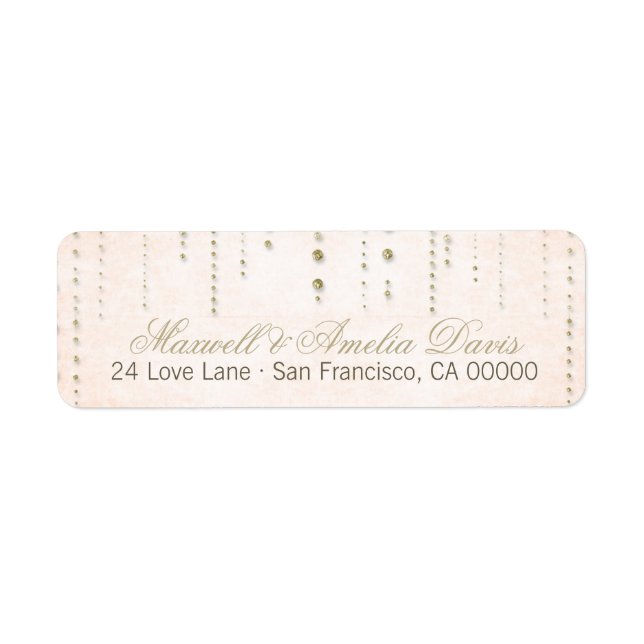 Peach & Gold Glitter Look Wedding Address Labels (Front)