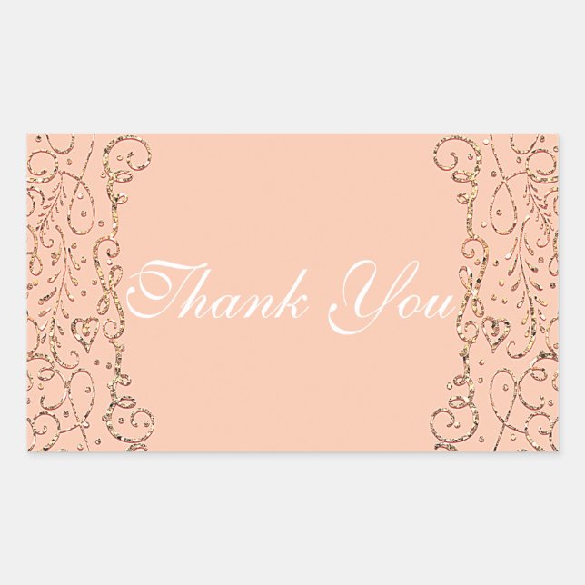 Peach Gold Royal Castle Fairy Tale Princess Favour Rectangular Sticker (Front)