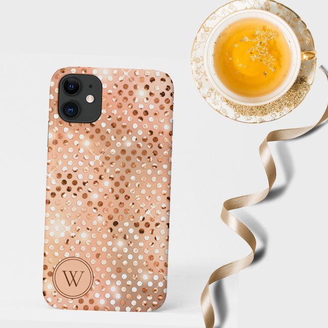 Peach & Gold Shimmer Monogram  Case-Mate iPhone Case (Creator Uploaded)