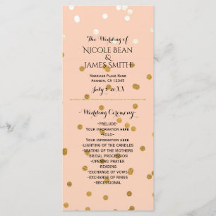 Peach & Gold Shiny Faux Foil Confetti Program Rack
