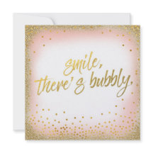 Peach Gold Smile There's Bubbly Invitation Pearl