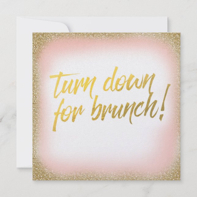 Peach Gold Turn Down for Brunch Invitation Pearl (Front)