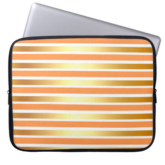 PEACH GOLD WHITE SHINY STRIPES LAPTOP SLEEVE