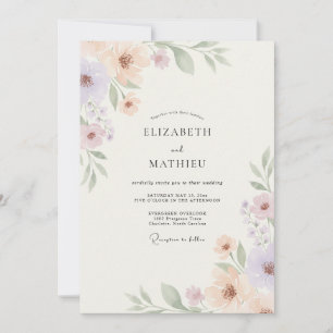 Peach Graceful Botanical Wedding Invitation