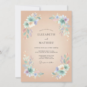 Peach Graceful Spring Wedding Invitation