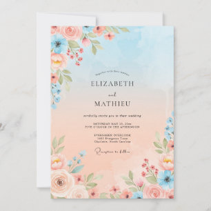 Peach Graceful Sunset Wedding Invitation
