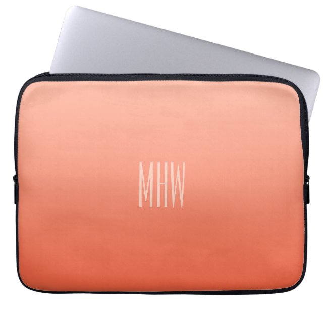 Peach Gradient custom monogram laptop sleeves (Front)