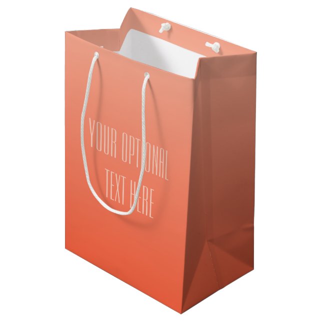 Peach Gradient custom text gift bags (Front Angled)