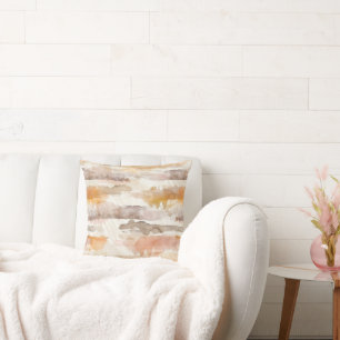 Peach Grapefruit Cream Cocoa Tan Stripes Cushion