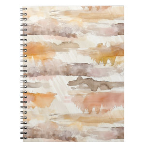 Peach Grapefruit Cream Cocoa Tan Stripes Notebook